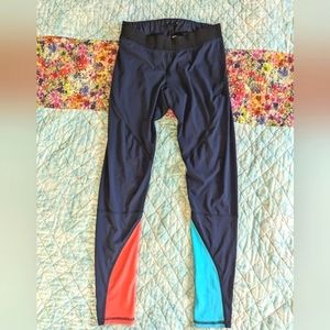 Surf Leggings Navy Blue with Electric Blue and Pink Size Medium Salt Gypsy